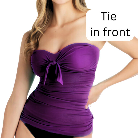 Soma NWT Bra Cup Sized Convertible Halter Shaping Tankini Top Henna Plum 34DD - Picture 6 of 16